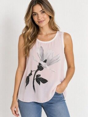 4/$40 Laura Petites Pink Floral Sleeveless Top